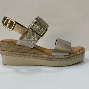 Sandalia cuña baja plata vieja